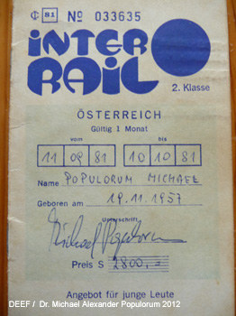 Interrail Ticket 1981 Dr. Michael Populorum