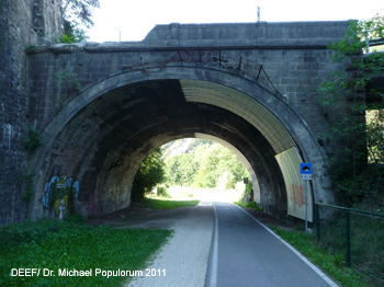 Brennerbahn historische Strecke Kardaun, Völsersteg, Atzwang, Kastelruth, Waidbruck. DEEF / Dr. Michael Populorum 2011