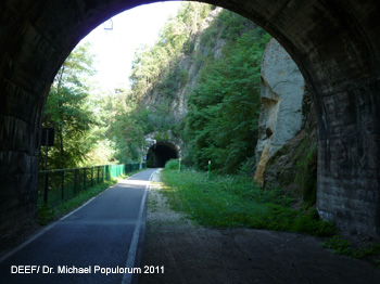 Brennerbahn historische Strecke Kardaun, Völsersteg, Atzwang, Kastelruth, Waidbruck. DEEF / Dr. Michael Populorum 2011