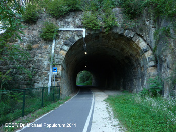 Brennerbahn historische Strecke Kardaun, Völsersteg, Atzwang, Kastelruth, Waidbruck. DEEF / Dr. Michael Populorum 2011