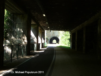 Brennerbahn historische Strecke Kardaun, Völsersteg, Atzwang, Kastelruth, Waidbruck. DEEF / Dr. Michael Populorum 2011