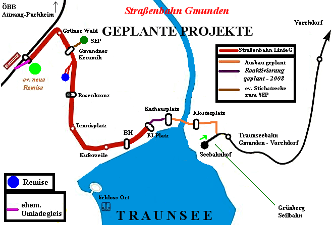 Netzplan Strassenbahn Gmunden Ausbau