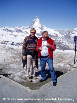 Verw.Rat. Präsident Jakob Bärtschi + Dr. Populorum vor dem Matterhorn; Gornergratbahn - DEEF Dr. Michael Populorum