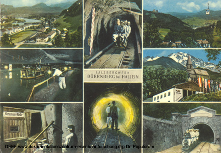 Dr. Michael Populorum Salzbergwerk Hallein Dürrnberg Ansichtskarte anno 1967, damals beim Besuch des Dürrnbergs käuflich erworben