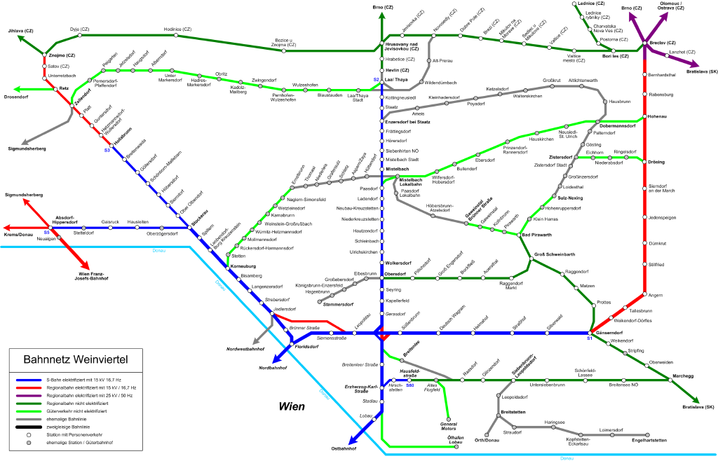 Karte Bahnnetz Weinviertel DEEF Dr. Michael Populorum