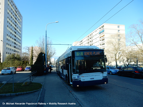 obus oberleitungsbus trolleybus genf geneve schweiz verkehr foto bild