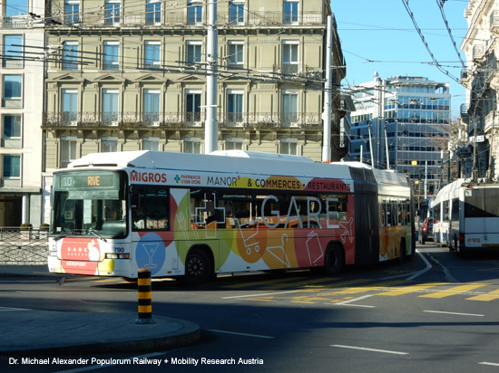 obus oberleitungsbus trolleybus genf geneve schweiz verkehr foto bild
