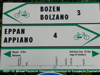 Eisenbahnarchologische Wanderung auf der ehemaligen beretscherbahn von Bozen ber Sigmundskron und Eppan nach Kaltern. DEEF / Dr. Michael Populorum