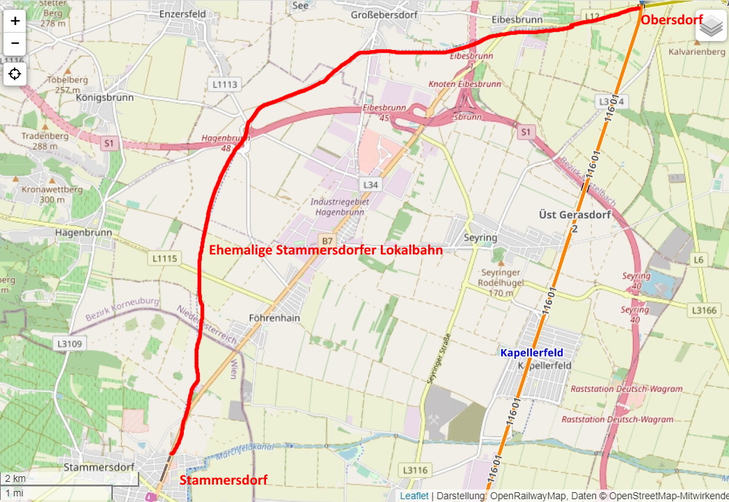 Streckenskizze Stammersdorfer Lokalbahn