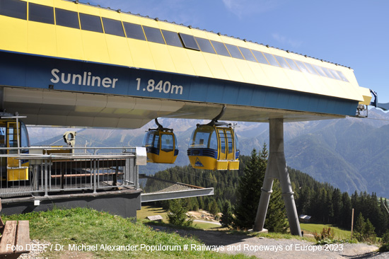 Foto Sunliner Bild Gondelbahn Seilbahn Serfaus Fiss Ladis Tirol Österreich cable car gondola lift Alpen Tourismus