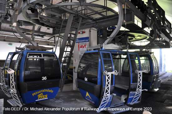 Foto Bild Möseralmbahn Gondelbahn Seilbahn Fiss Serfaus Ladis Tirol Österreich picture cable car gondola lift Europa 