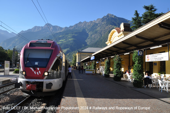 Bozen Meraner Bahn Eisenbahn Südtirol Italien Sigmundskron Terlan Andrian Siebeneich Vilpian Nals Gargazon Lana Burgstall Meran SAD Trenitalia