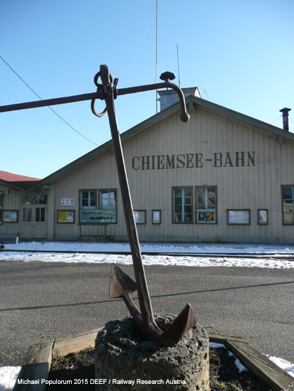 Chiemseebahn Eisenbahn Prien am Chiemsee Stock Hafen Bockerlbahn Bayern