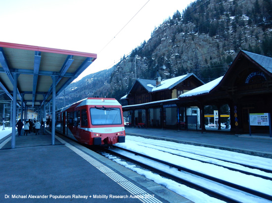 Mont Blanc-Express Martigny-Châtelard-Bahn MC Chemin de fer Martigny–Châtelard Eisenbahn Wallis Schweiz Frankreich