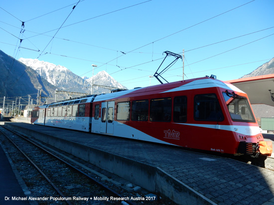 Mont Blanc-Express Martigny-Châtelard-Bahn MC Chemin de fer Martigny–Châtelard Eisenbahn Wallis Schweiz Frankreich