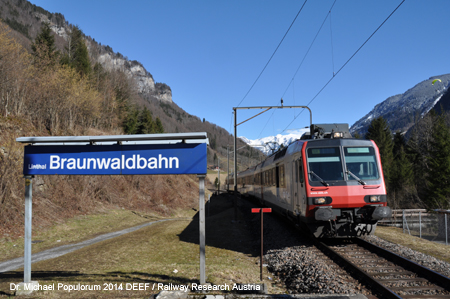 Braunwaldbahn Standseilbahn Linthal Kanton Glarus Schweiz