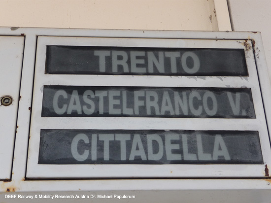 Valsuganabahn Eisenbahn Trient Bassano del Grappa Venedig Ferrovia Valsugana Trento Trentino Italien