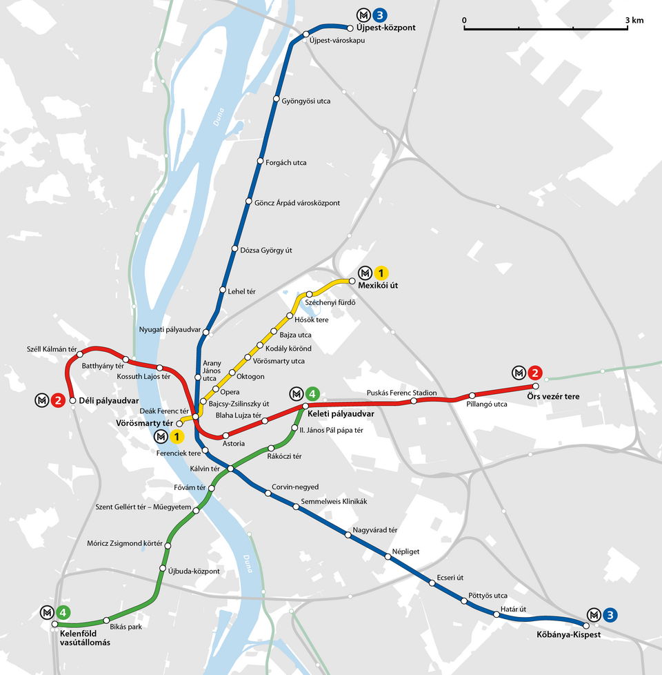 Metro Budapest Linienplan