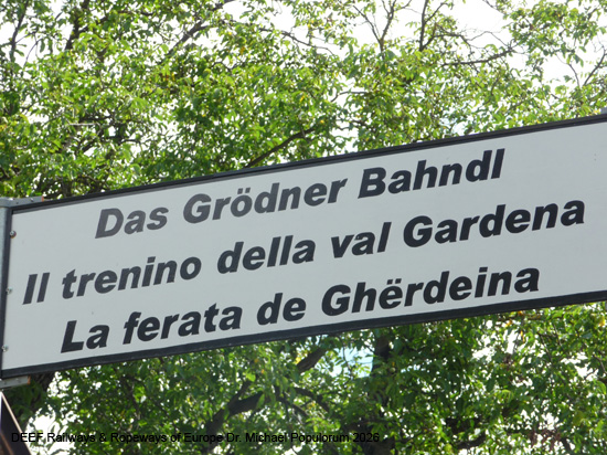 Grödnerbahn Klausen St. Ulrich St. Christina Wolkenstein Plan Eisenbahn Südtirol