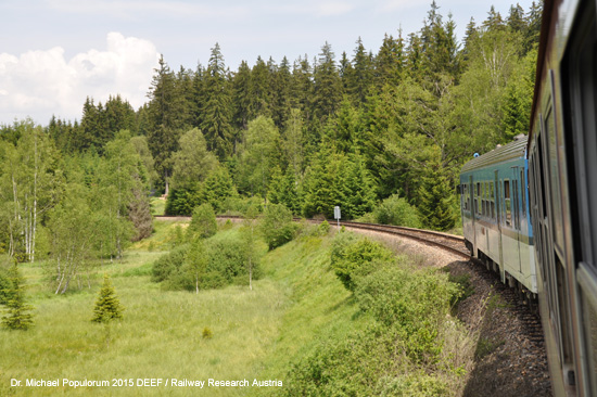 Eisenbahnstrecke Budweis České Budějovice Krumau Horny Plana Oberplan Schwarzes Kreuz Černý Kříž Böhmen Tschechien