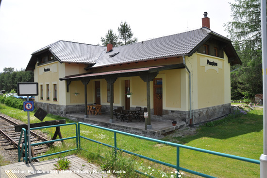 Eisenbahnstrecke Budweis České Budějovice Krumau Horny Plana Oberplan Schwarzes Kreuz Černý Kříž Böhmen Tschechien