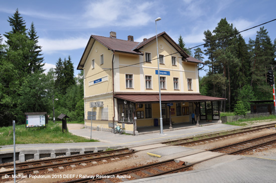 Eisenbahnstrecke Budweis České Budějovice Krumau Horny Plana Oberplan Schwarzes Kreuz Černý Kříž Böhmen Tschechien
