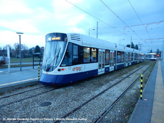 Straßenbahn Genf Tram de Geneve Schweiz Transports publics genevois