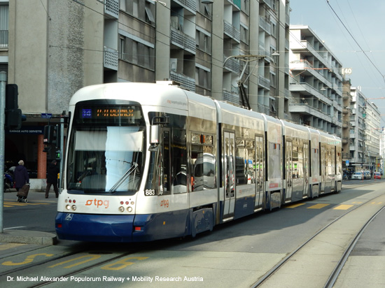 Straßenbahn Genf Tram de Geneve Schweiz Transports publics genevois