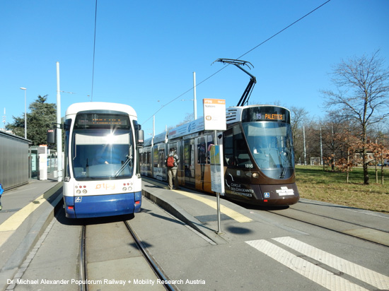 Straßenbahn Genf Tram de Geneve Schweiz Transports publics genevois