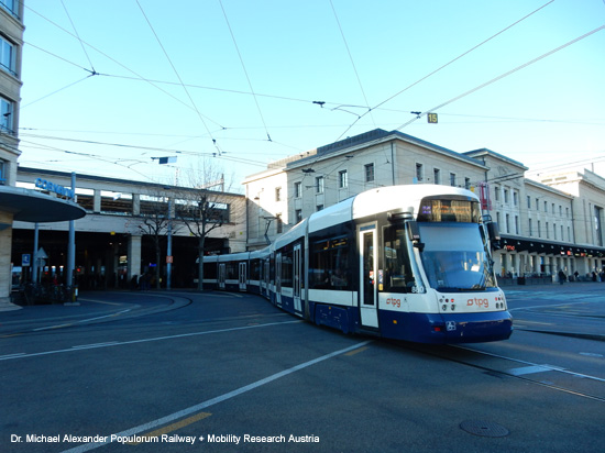 Straßenbahn Genf Tram de Geneve Schweiz Transports publics genevois