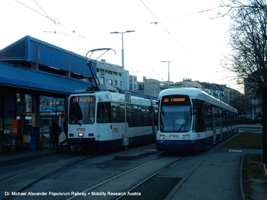 Straßenbahn Genf Tram de Geneve Schweiz Transports publics genevois