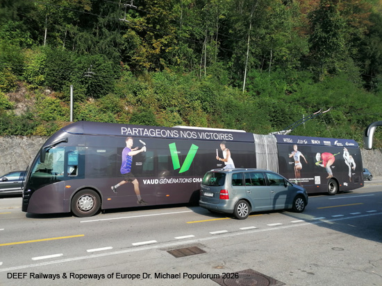 Oberleitungsbus Trolleybus Vevey Villeneuve Waadt Montreux Schweiz