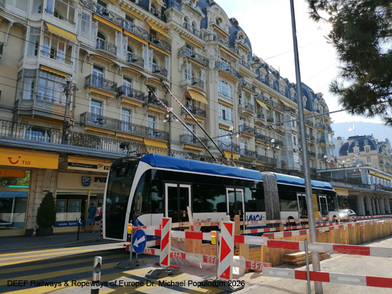 Oberleitungsbus Trolleybus Vevey Villeneuve Waadt Montreux Schweiz